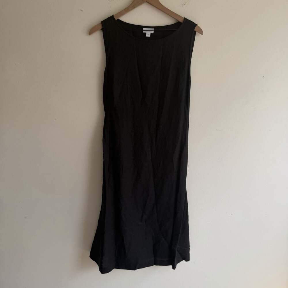 J. Jill Black 100% Linen Tie Back Sheath Dress Midi Size L Classic Sheath Office